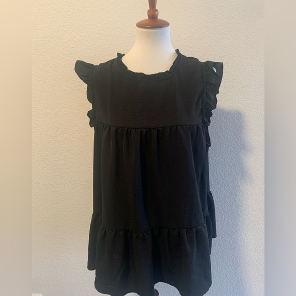 Misia Tops - Misia Blouse Black Ruffle Sleeve Top